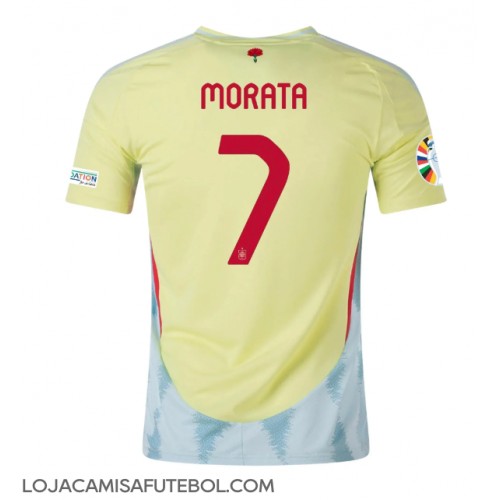 Camisa de Futebol Espanha Alvaro Morata #7 Equipamento Secundário Europeu 2024 Manga Curta